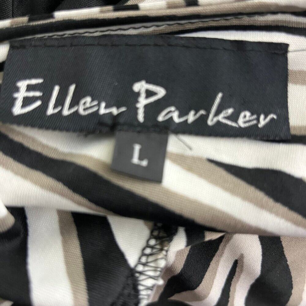 2/$30 Ellen Parker Zebra Print Dress Sleeveless Ruched Side Large #8864 - Picture 4 of 7